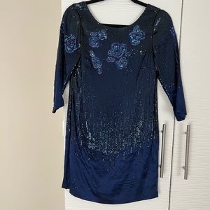 Halston Heritage mini sequin dress in navy blue size 2